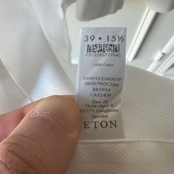 Eton Dress Shirt - White 39cm / 15.5in neck size - Picture 7 of 7